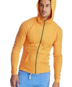 4-rth Form-fit Crossover Yoga Track Performance Hoodie (Sun Orange) MEN