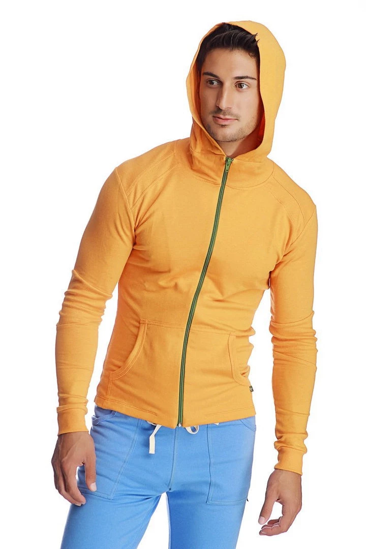 4-rth Form-fit Crossover Yoga Track Performance Hoodie (Sun Orange) MEN