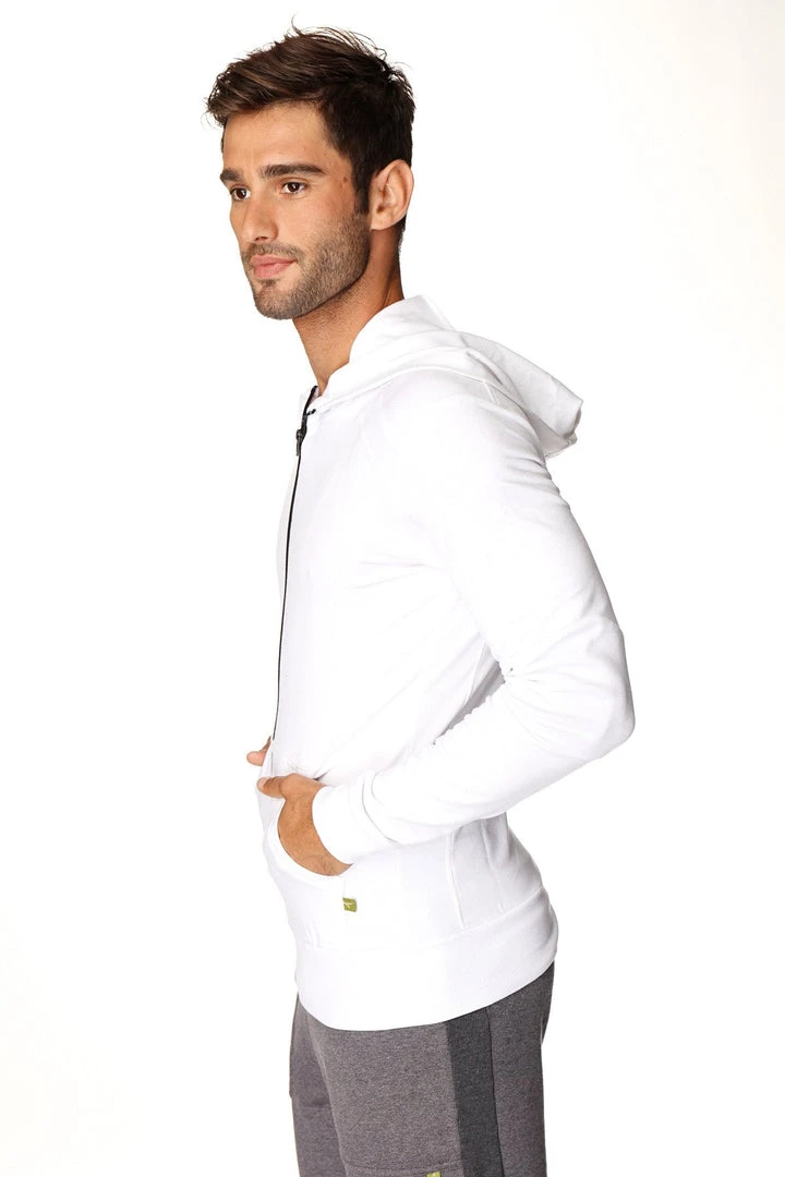 4-rth Form-fit Crossover Yoga Track Performance Hoodie (White W/Black Zipper)
