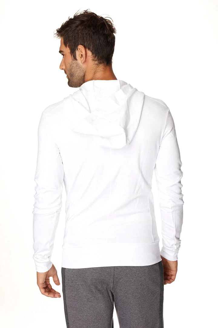 4-rth Form-fit Crossover Yoga Track Performance Hoodie (White W/Black Zipper)