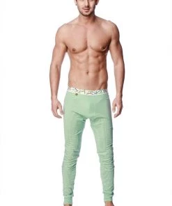 4-rth Crosstrain Thermal Yoga Pant (Green & White Stripe)