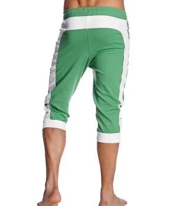 4-rth MEN Cuffed Yoga Pants (Bamboo Green W/White)