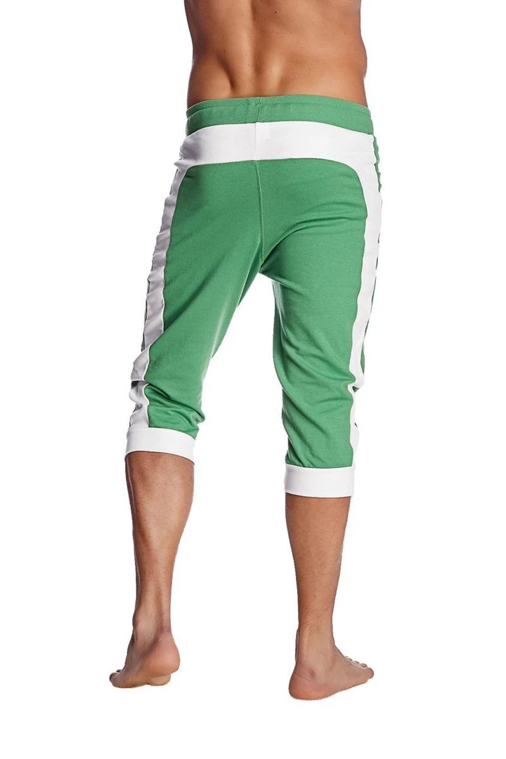 4-rth MEN Cuffed Yoga Pants (Bamboo Green W/White)