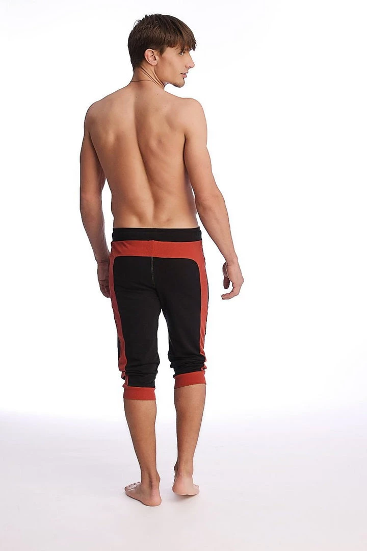 4-rth Cuffed Yoga Pants (Black W/Cinnabar) MEN
