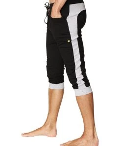 4-rth MEN Cuffed Yoga Pants (Black W/Grey)