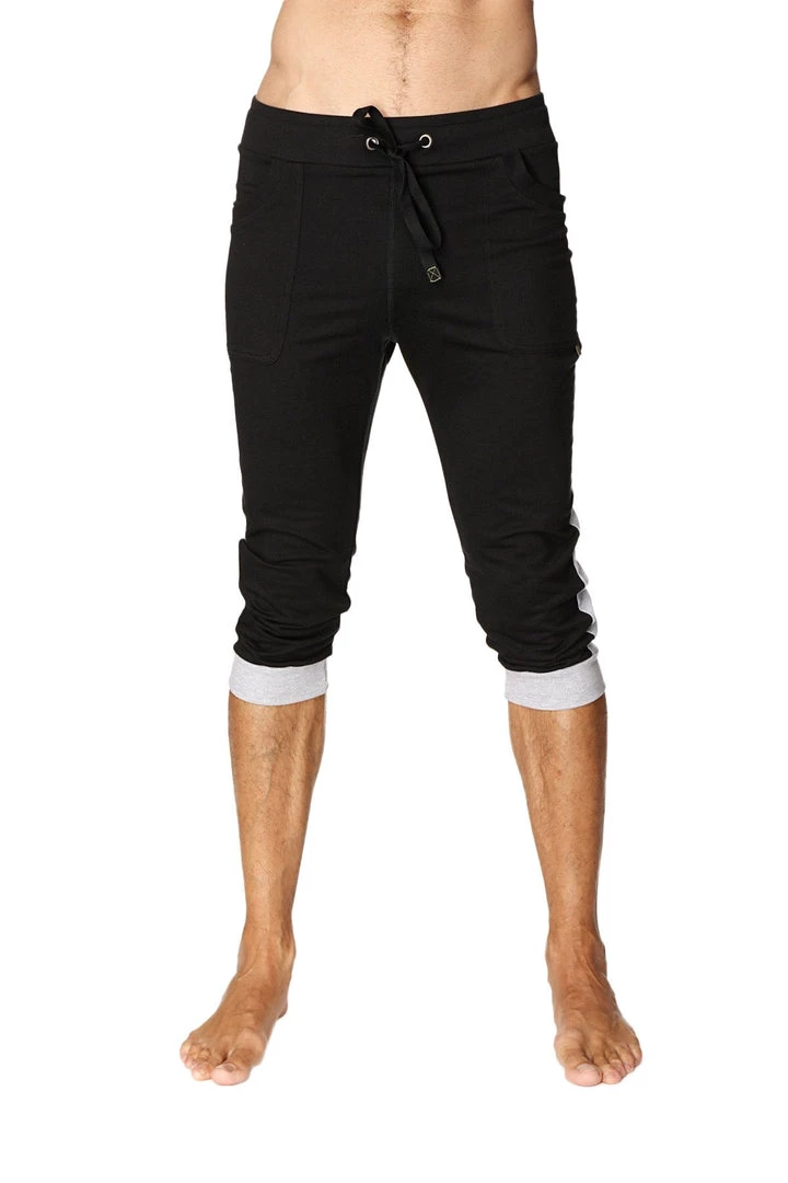 4-rth MEN Cuffed Yoga Pants (Black W/Grey)