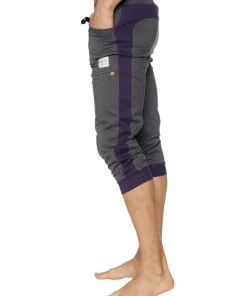 4-rth MEN Cuffed Yoga Pants (Charcoal W/Eggplant)