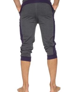 4-rth MEN Cuffed Yoga Pants (Charcoal W/Eggplant)
