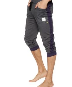 4-rth MEN Cuffed Yoga Pants (Charcoal W/Eggplant)