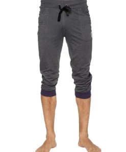 4-rth MEN Cuffed Yoga Pants (Charcoal W/Eggplant)