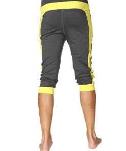 4-rth MEN Cuffed Yoga Pants (Charcoal W/Yellow)