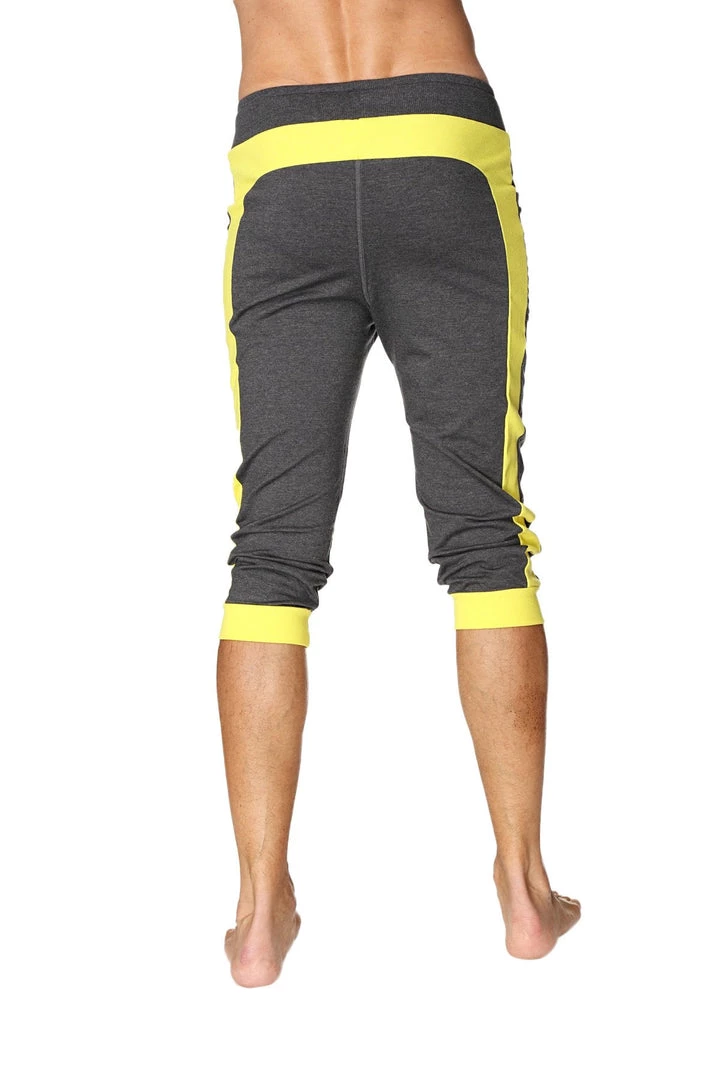 4-rth MEN Cuffed Yoga Pants (Charcoal W/Yellow)