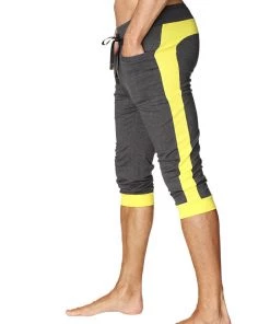 4-rth MEN Cuffed Yoga Pants (Charcoal W/Yellow)