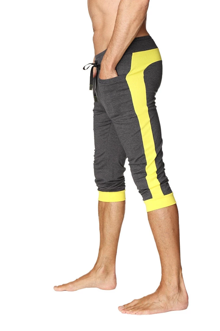 4-rth MEN Cuffed Yoga Pants (Charcoal W/Yellow)