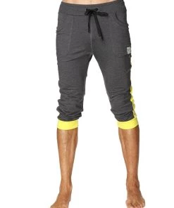 4-rth MEN Cuffed Yoga Pants (Charcoal W/Yellow)