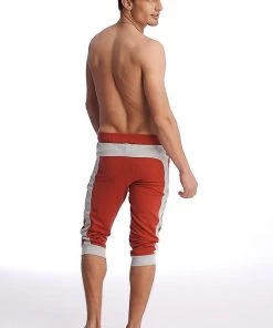 4-rth Cuffed Yoga Pants (Cinnabar W/Grey)