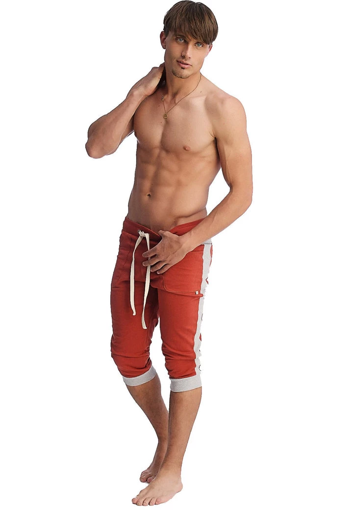 4-rth Cuffed Yoga Pants (Cinnabar W/Grey)