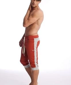 4-rth Cuffed Yoga Pants (Cinnabar W/Grey)