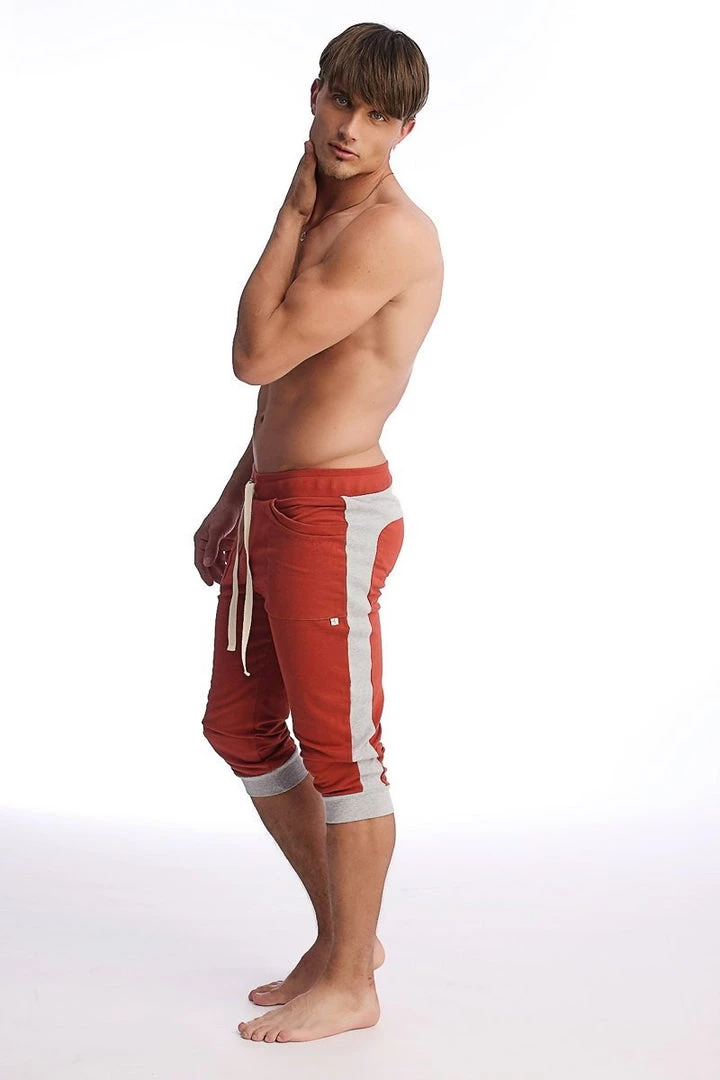 4-rth Cuffed Yoga Pants (Cinnabar W/Grey)