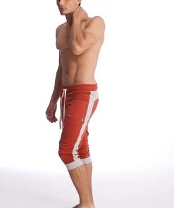 4-rth Cuffed Yoga Pants (Cinnabar W/Grey)