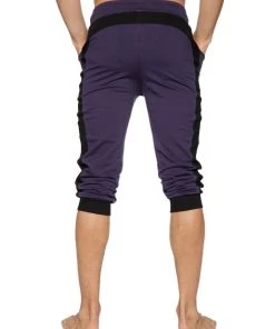 4-rth MEN Cuffed Yoga Pants (Eggplant W/Black)