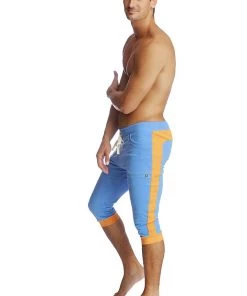 4-rth Cuffed Yoga Pants (ICE Blue W/Orange)