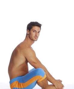 4-rth Cuffed Yoga Pants (ICE Blue W/Orange)