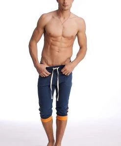 4-rth Cuffed Yoga Pants (Royal Blue & Orange)