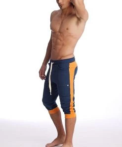 4-rth Cuffed Yoga Pants (Royal Blue & Orange)