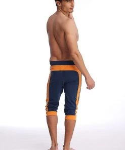 4-rth Cuffed Yoga Pants (Royal Blue & Orange)