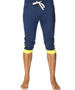 4-rth Cuffed Yoga Pants (Royal Blue & Yellow) MEN