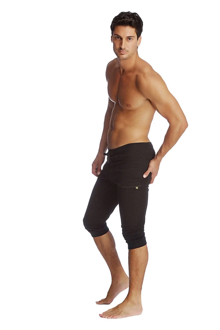 4-rth Cuffed Yoga Pants (Solid Black) MEN