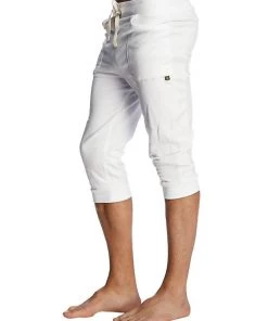 4-rth MEN Cuffed Yoga Pants (Solid White)