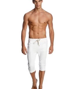 4-rth MEN Cuffed Yoga Pants (Solid White)