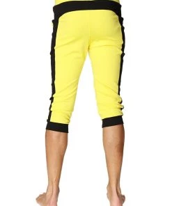 4-rth MEN Cuffed Yoga Pants (Tropic Yellow W/Black)