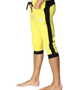 4-rth MEN Cuffed Yoga Pants (Tropic Yellow W/Black)