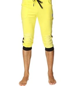4-rth MEN Cuffed Yoga Pants (Tropic Yellow W/Black)