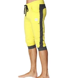 4-rth MEN Cuffed Yoga Pants (Tropic Yellow W/Charcoal)