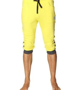 4-rth MEN Cuffed Yoga Pants (Tropic Yellow W/Charcoal)