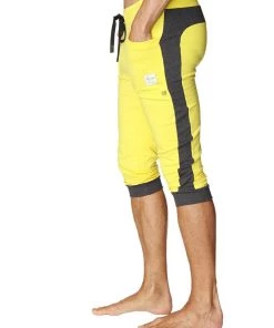 4-rth MEN Cuffed Yoga Pants (Tropic Yellow W/Charcoal)