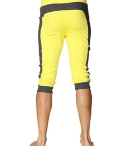 4-rth MEN Cuffed Yoga Pants (Tropic Yellow W/Charcoal)