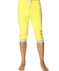 4-rth MEN Cuffed Yoga Pants (Tropic Yellow W/Grey)
