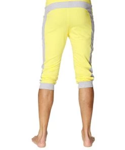 4-rth MEN Cuffed Yoga Pants (Tropic Yellow W/Grey)