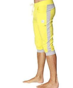 4-rth MEN Cuffed Yoga Pants (Tropic Yellow W/Grey)