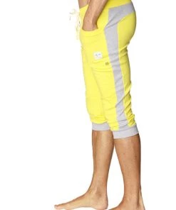 4-rth MEN Cuffed Yoga Pants (Tropic Yellow W/Grey)