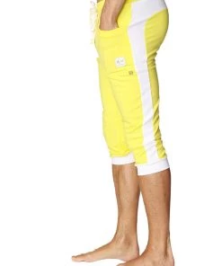 4-rth MEN Cuffed Yoga Pants (Tropic Yellow W/White)