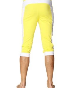 4-rth MEN Cuffed Yoga Pants (Tropic Yellow W/White)