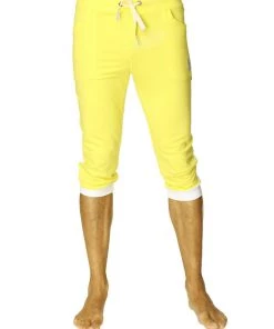 4-rth MEN Cuffed Yoga Pants (Tropic Yellow W/White)