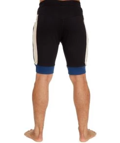4-rth MEN Cuffed Yoga Short (Black W/Sand & Royal)