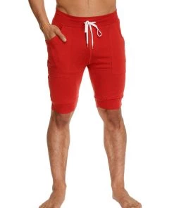 4-rth Cuffed Yoga Short (Cinnabar Red)